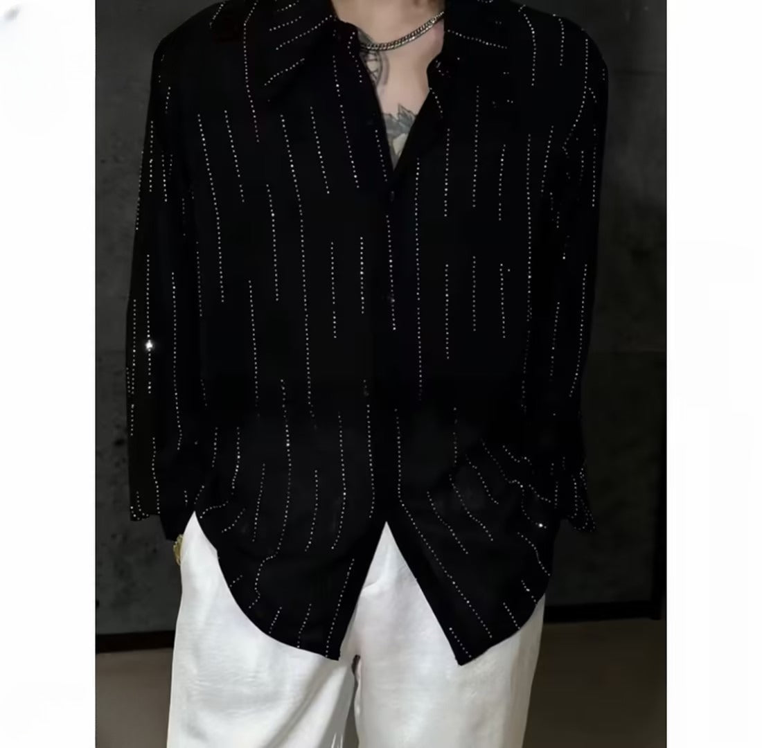 Men's Rhinestone Casual Shirt