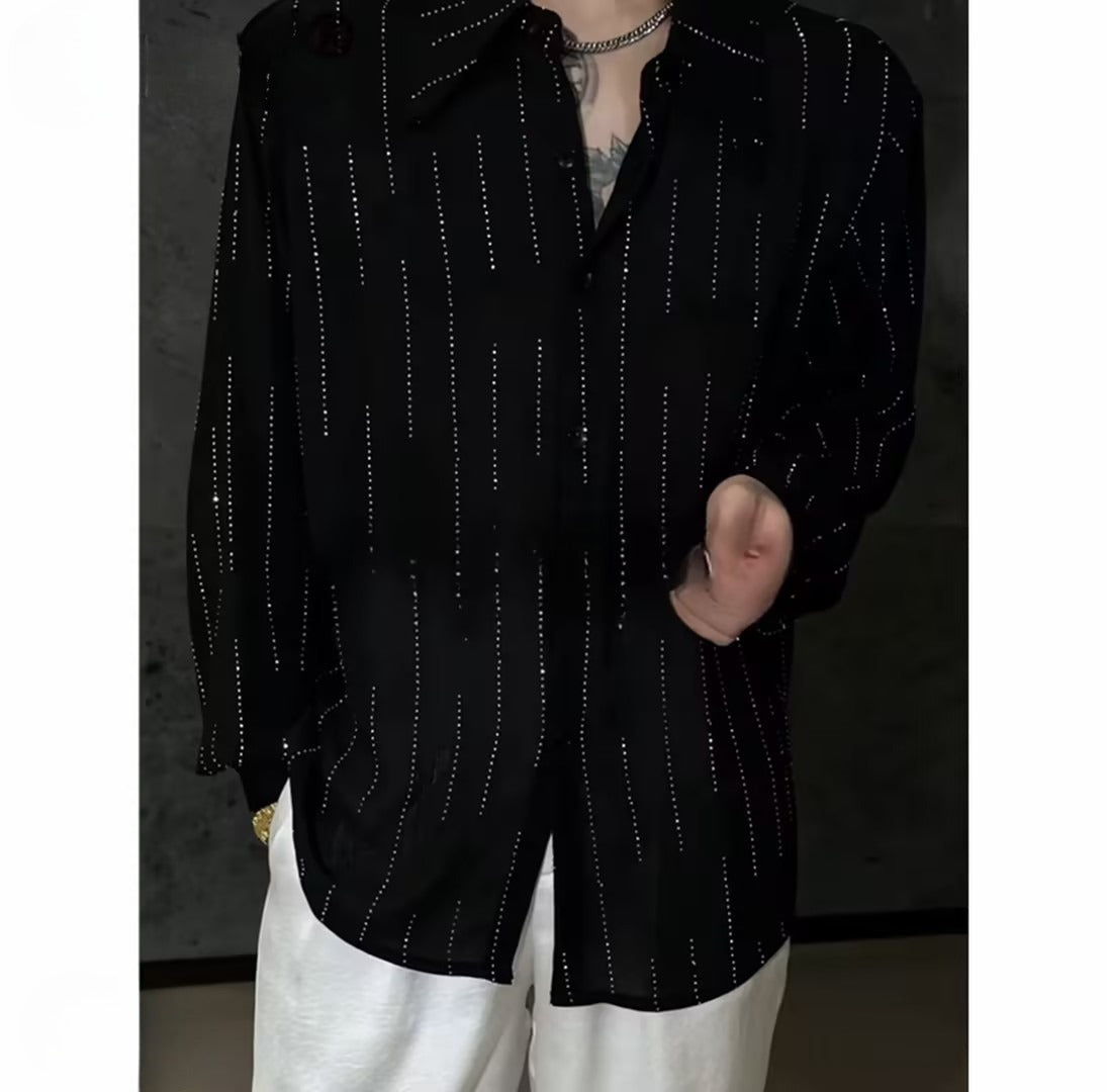 Men's Rhinestone Casual Shirt