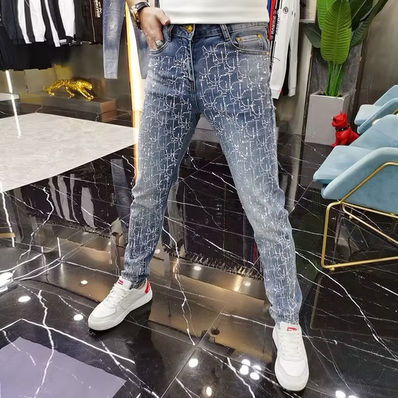 Men's Plus Size Rhinestone Jeans