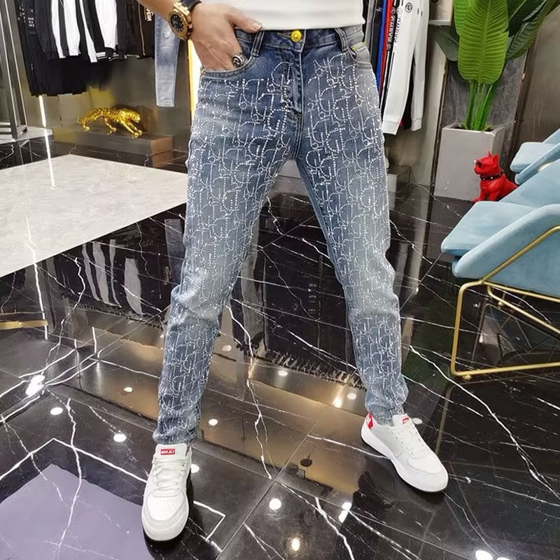 Men's Plus Size Rhinestone Jeans