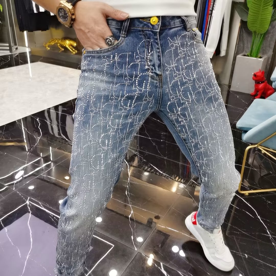 Men's Plus Size Rhinestone Jeans