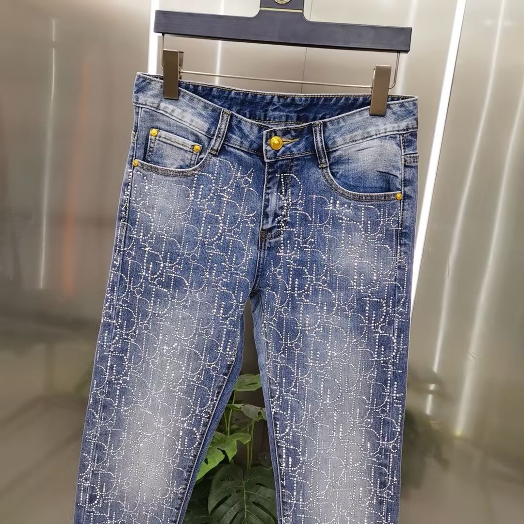 Men's Plus Size Rhinestone Jeans