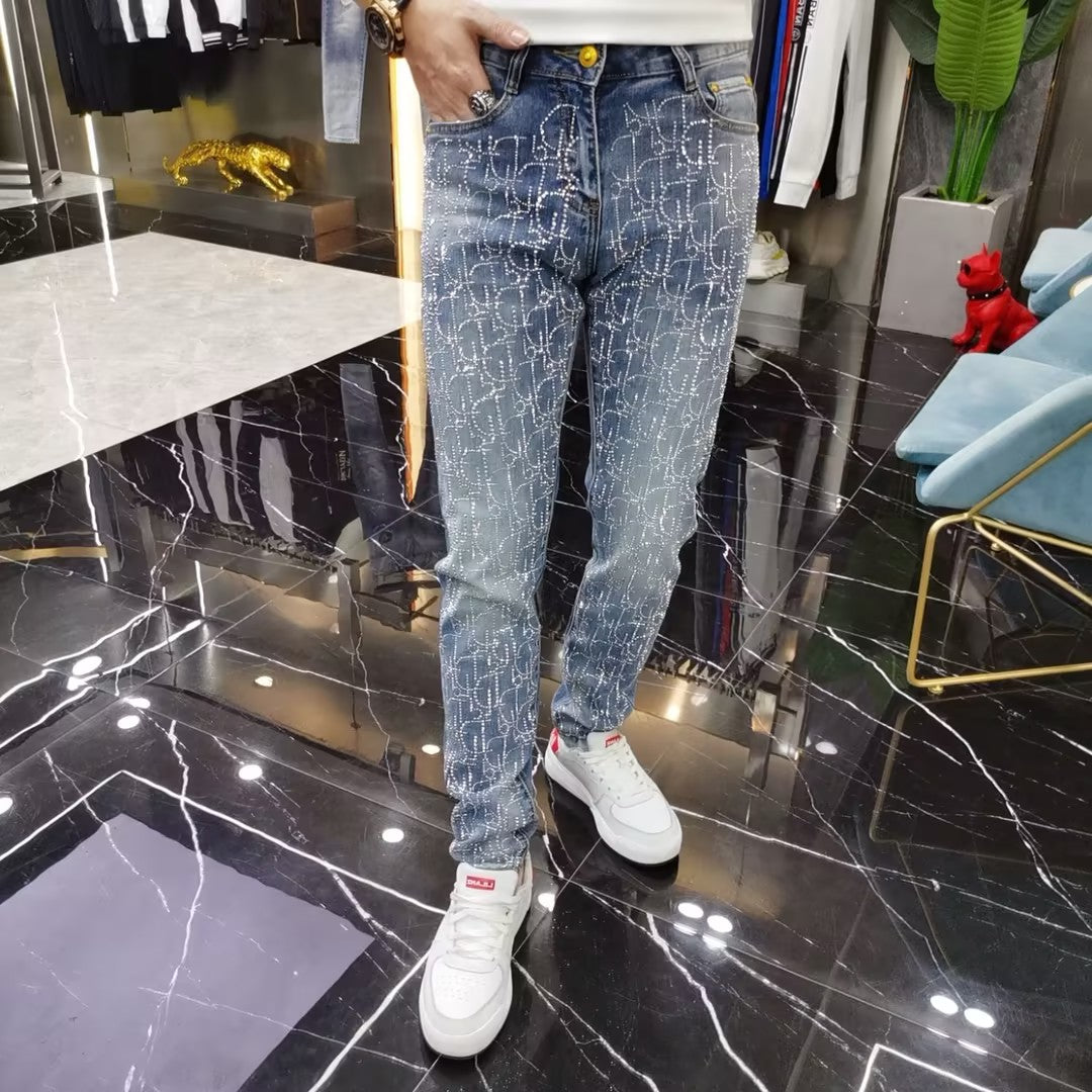 Men's Plus Size Rhinestone Jeans
