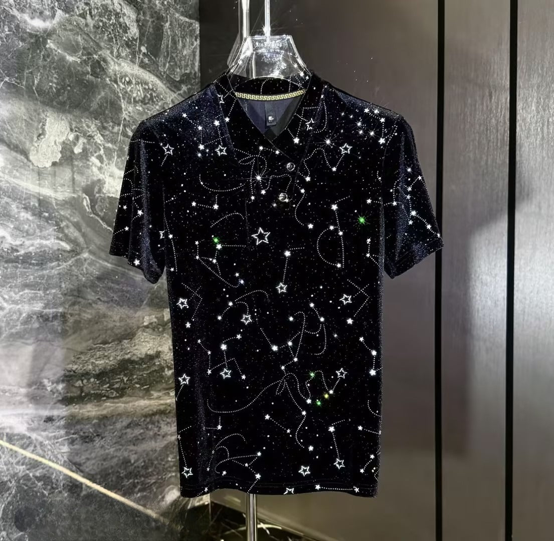 Men's Zodiac Rhinestone Short-Sleeve T-Shirt
