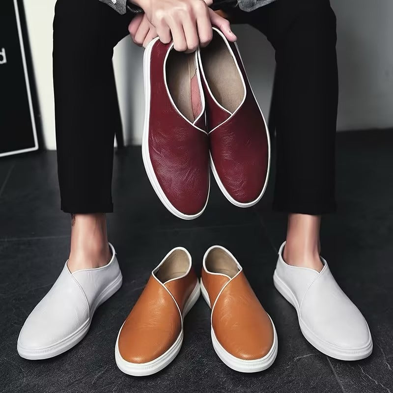 Men's leather casual slip-on shoes