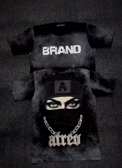 Men's trendy short-sleeved shirt with face design