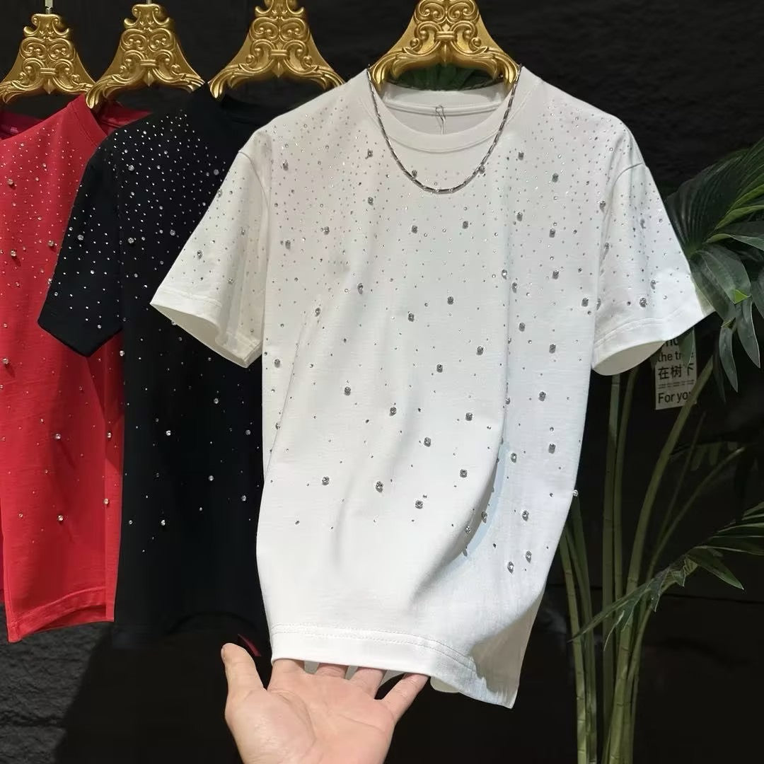 Men's sparkling rhinestone T-shirt