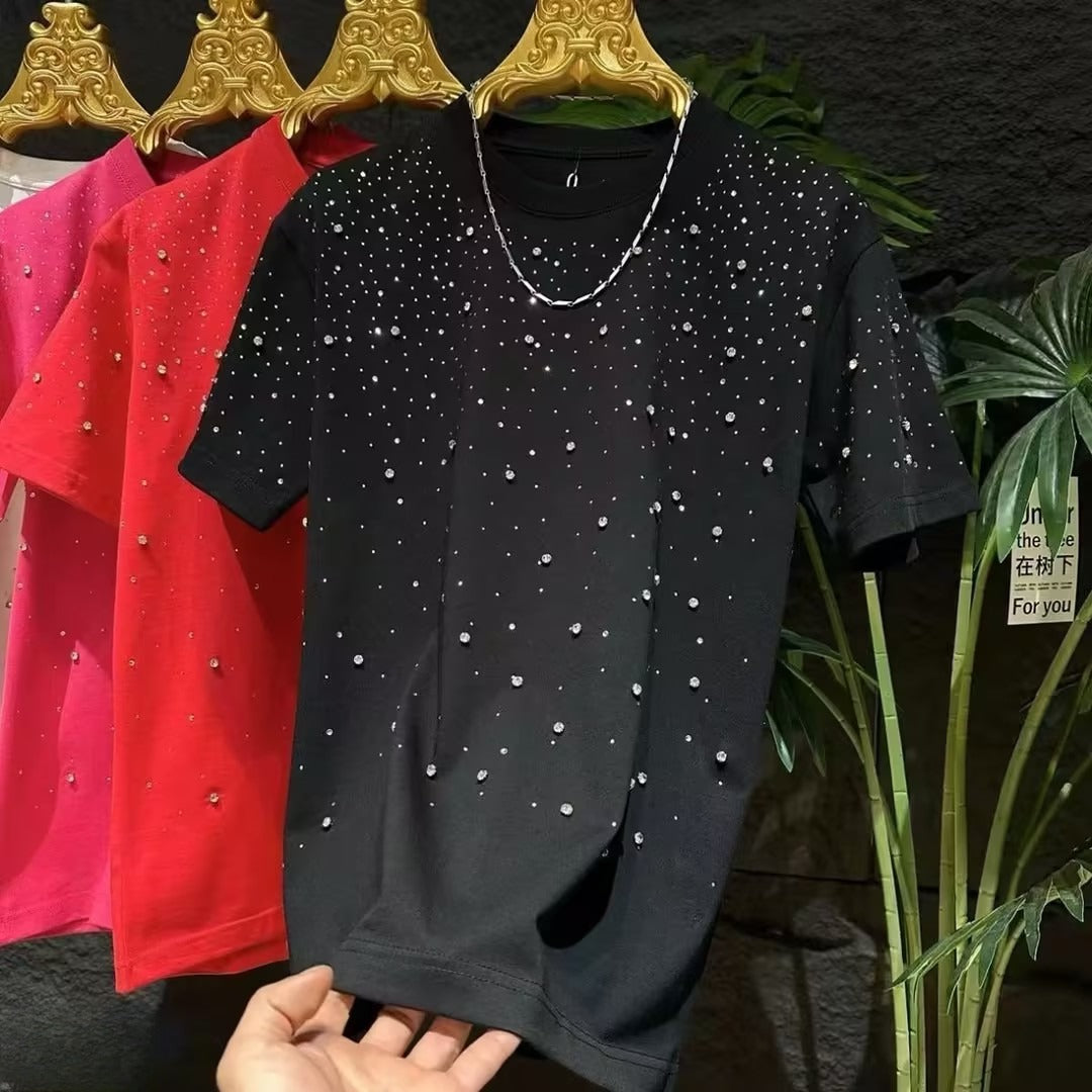 Men's sparkling rhinestone T-shirt