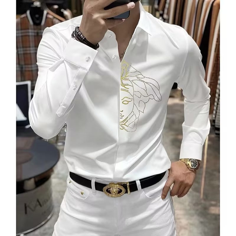 Men's Rhinestone Business Shirt