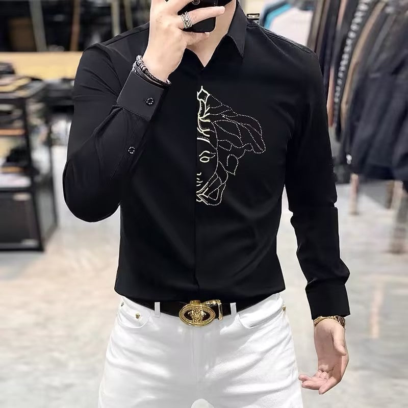 Men's Rhinestone Business Shirt