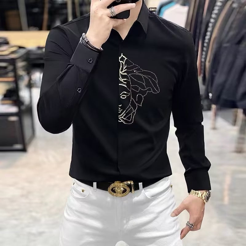 Men's Rhinestone Business Shirt