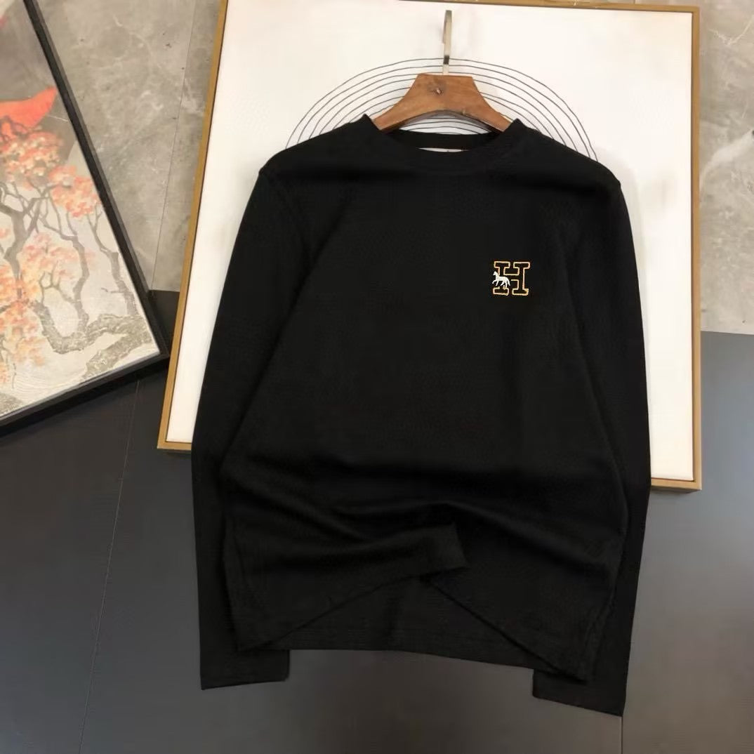 Men's Embroidered Letter Long-Sleeve Top