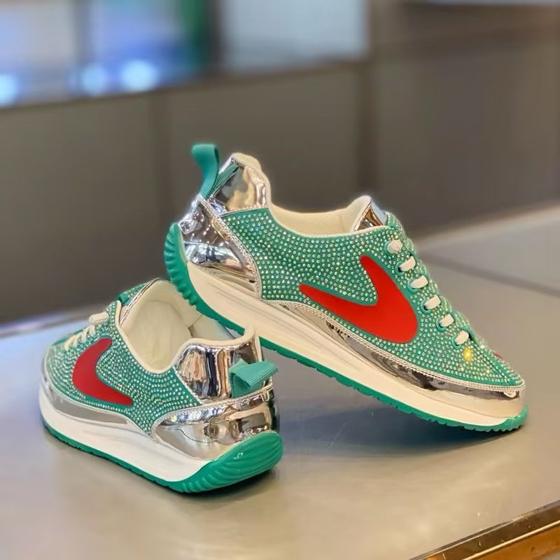 Men's full rhinestone slip-on shoes
