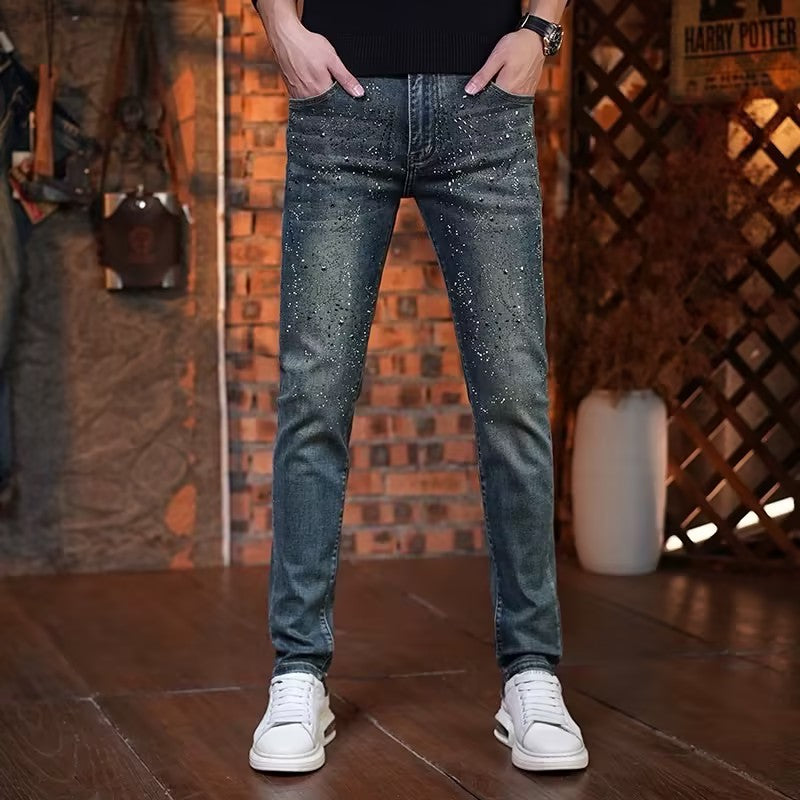 Men's Rhinestone Stretch Jeans
