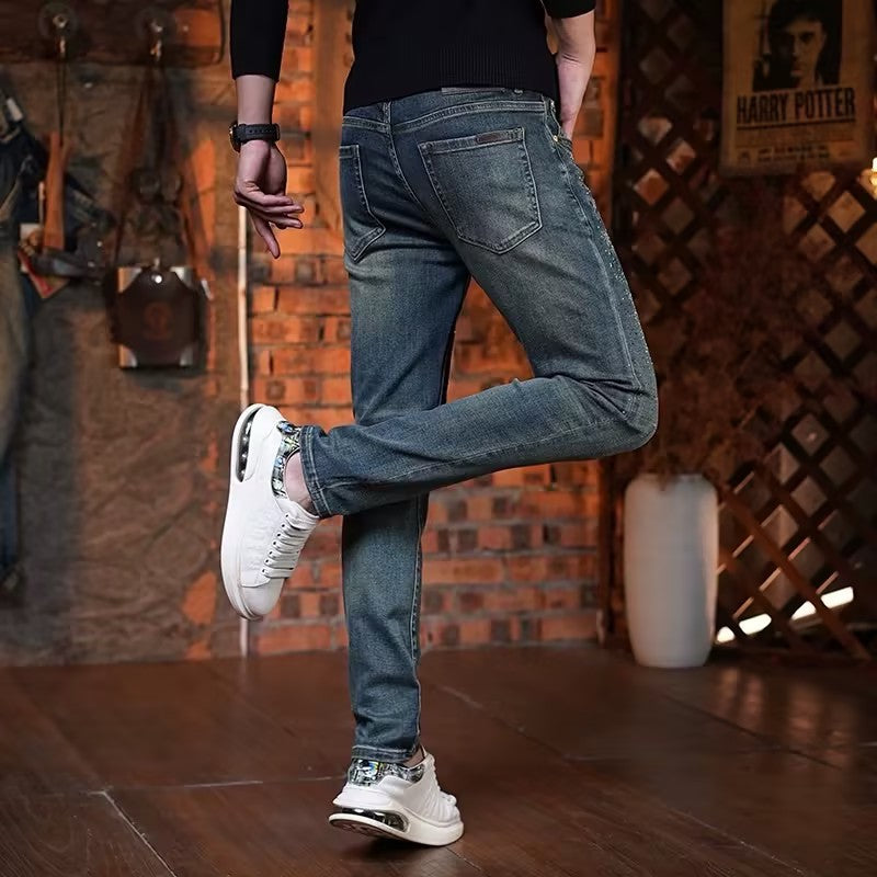 Men's Rhinestone Stretch Jeans