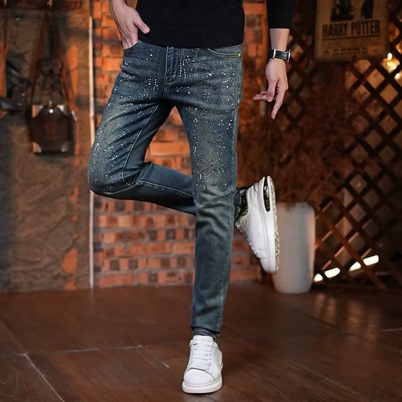 Men's Rhinestone Stretch Jeans
