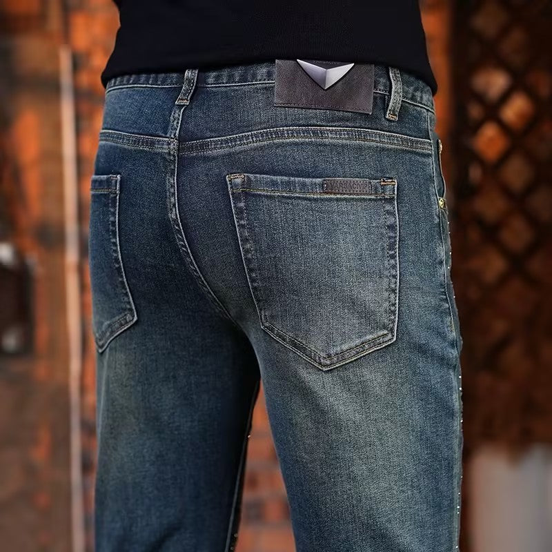 Men's Rhinestone Stretch Jeans