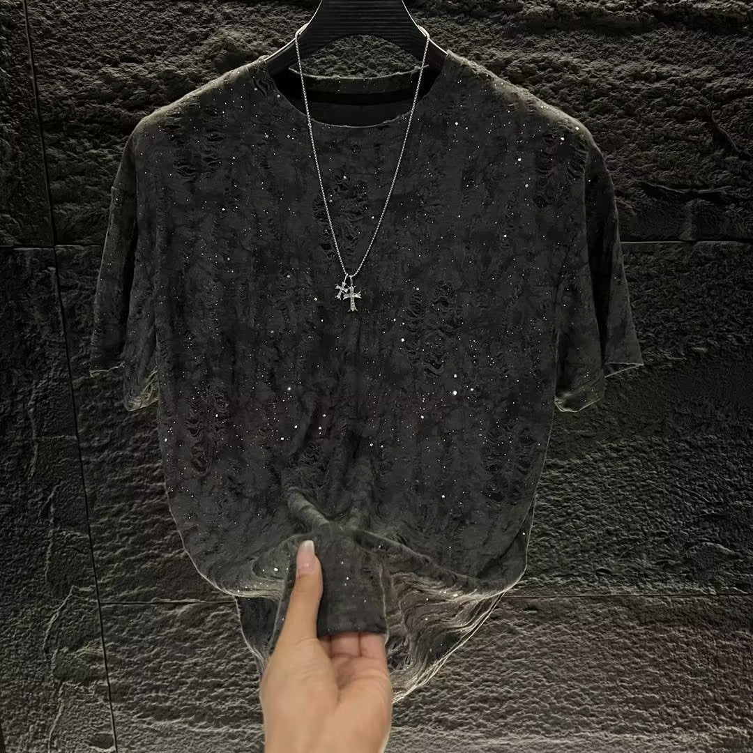Men's sequined textured T-shirt