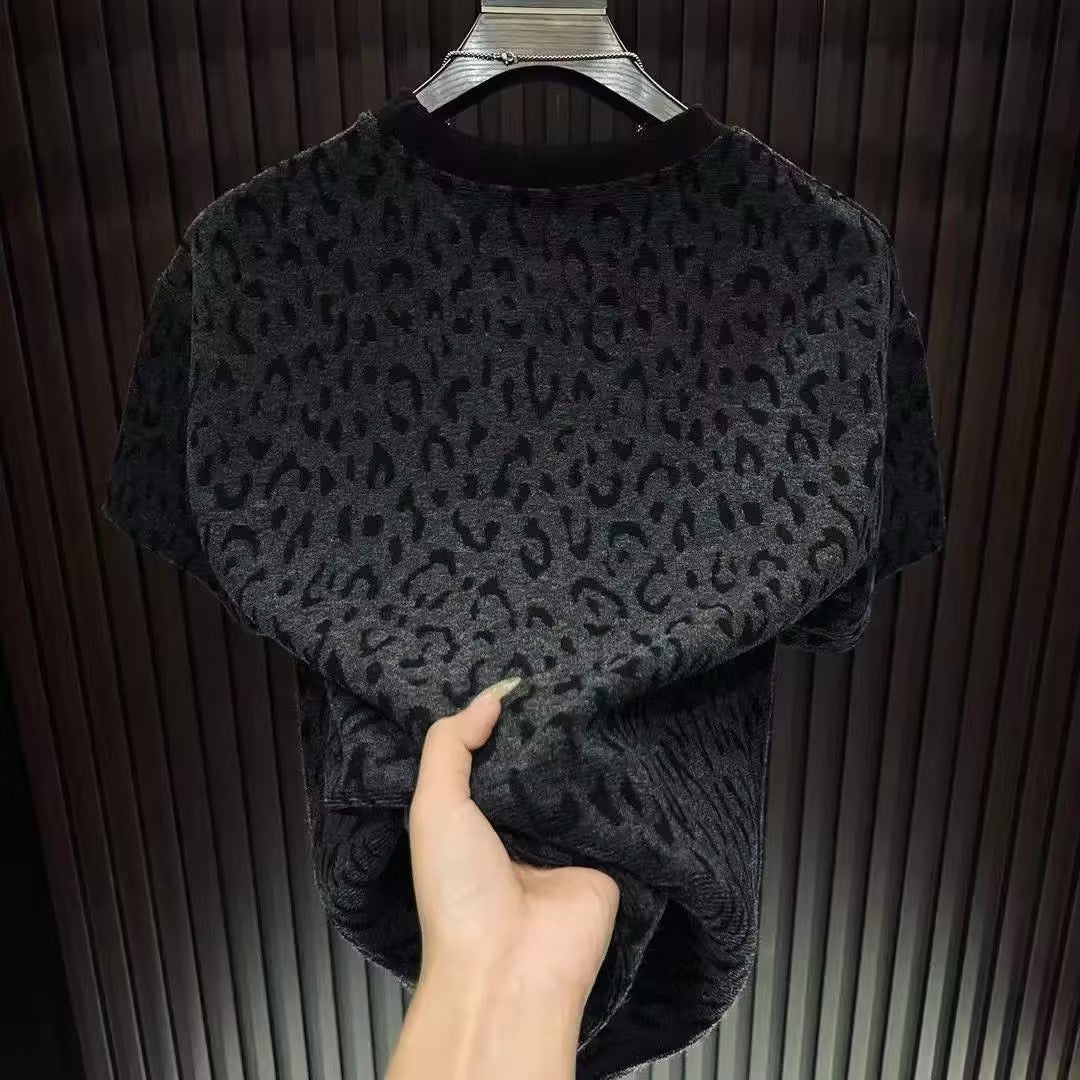 Men's Leopard Print Thick T-Shirt