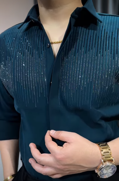 Men's Comfortable Rhinestone Shirt