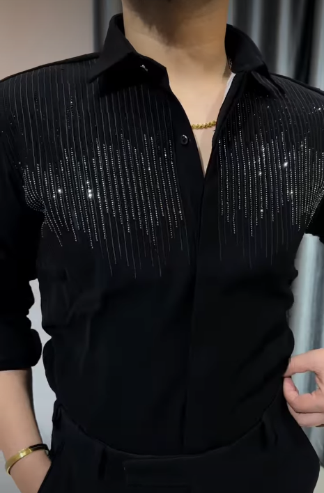 Men's Comfortable Rhinestone Shirt