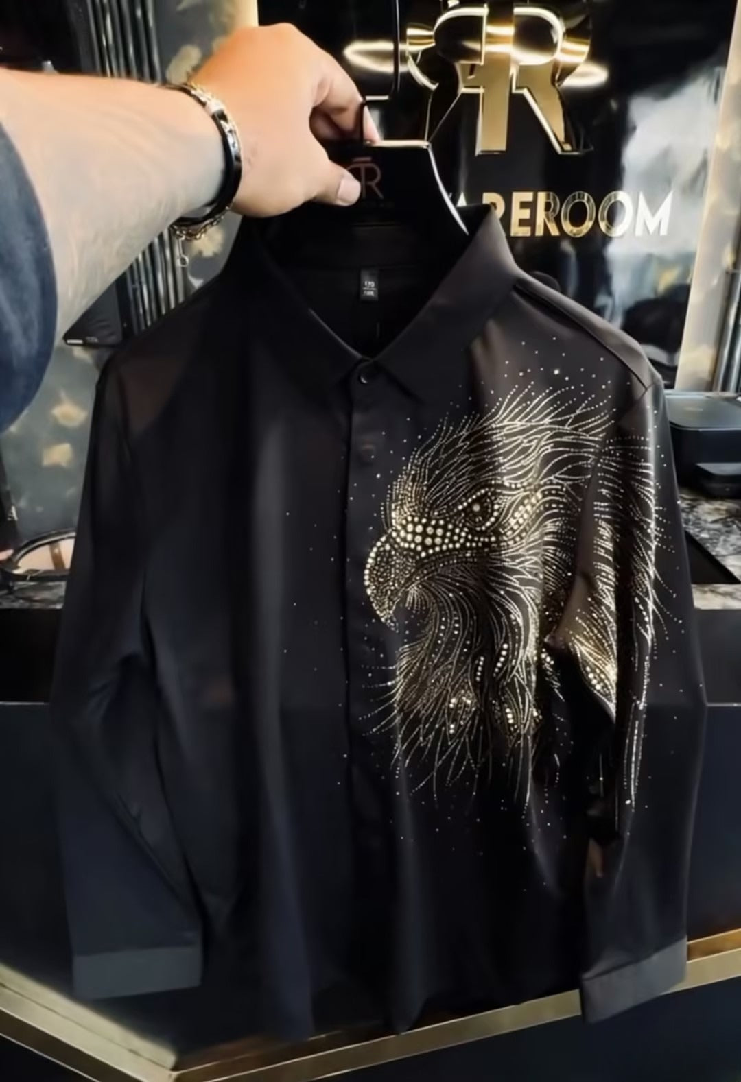 Men's Rhinestone Textured Shirt