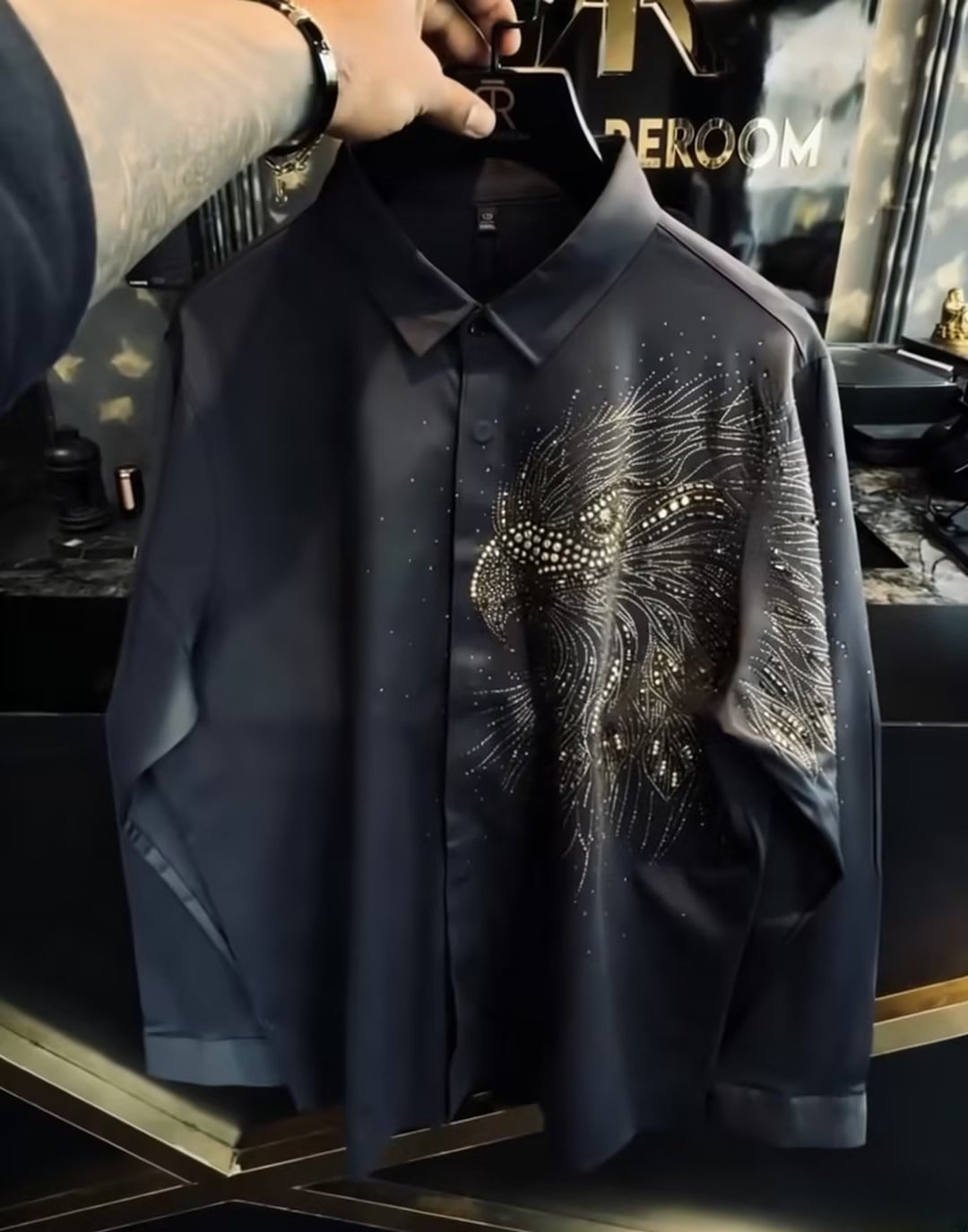 Men's Rhinestone Textured Shirt