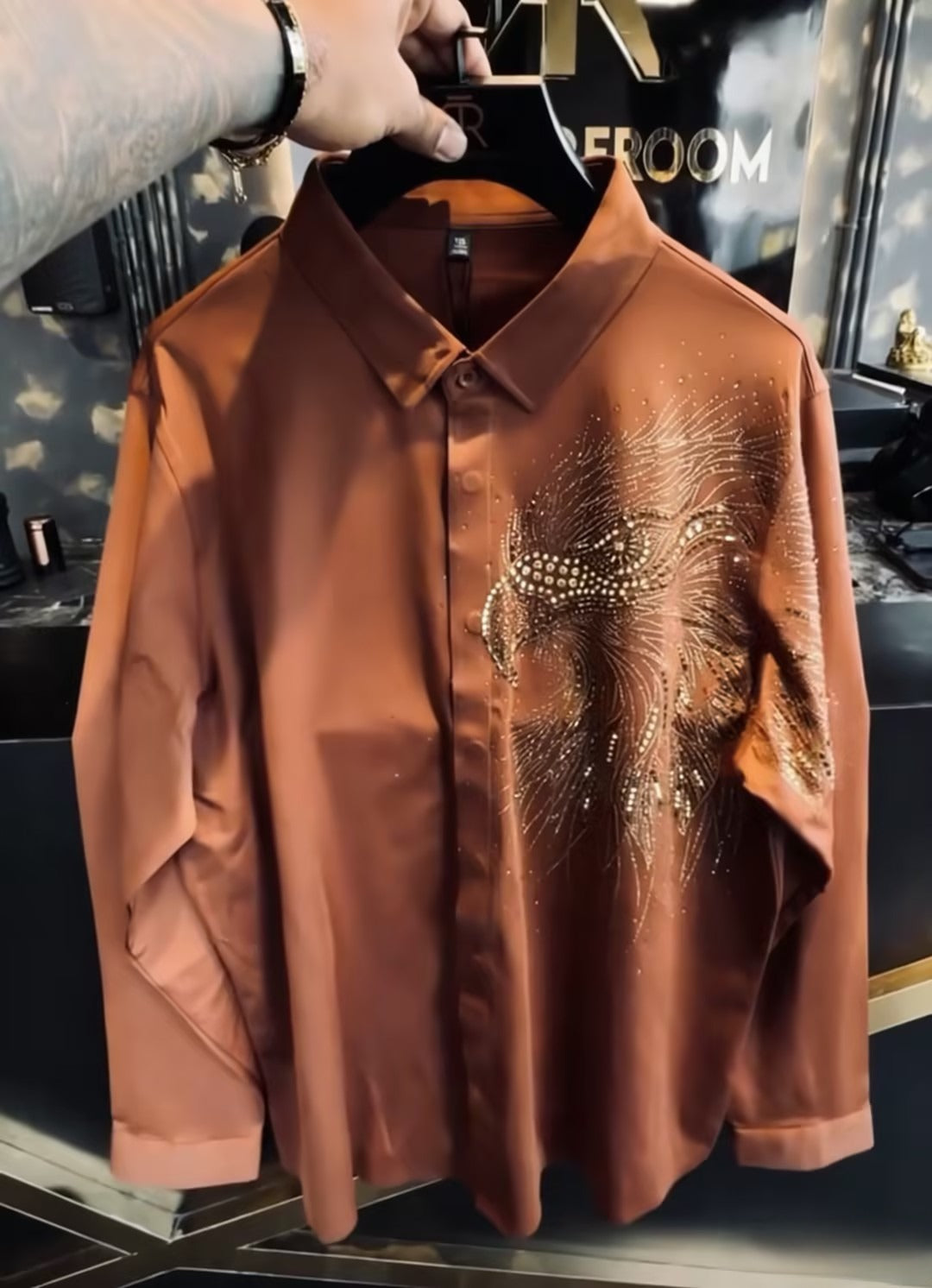 Men's Rhinestone Textured Shirt
