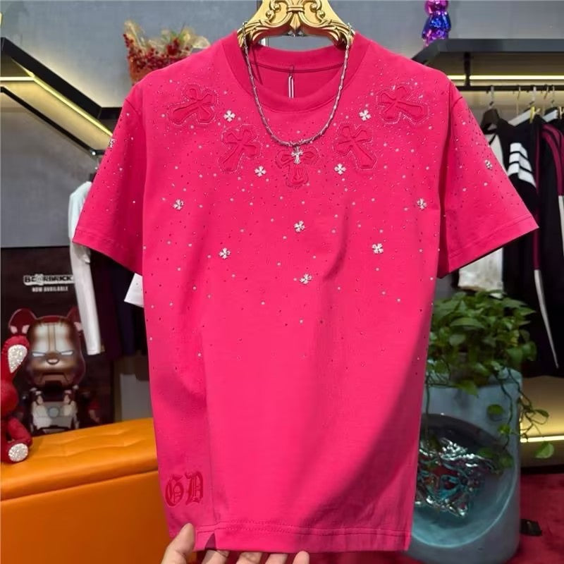 Men's cross rhinestone T-shirt