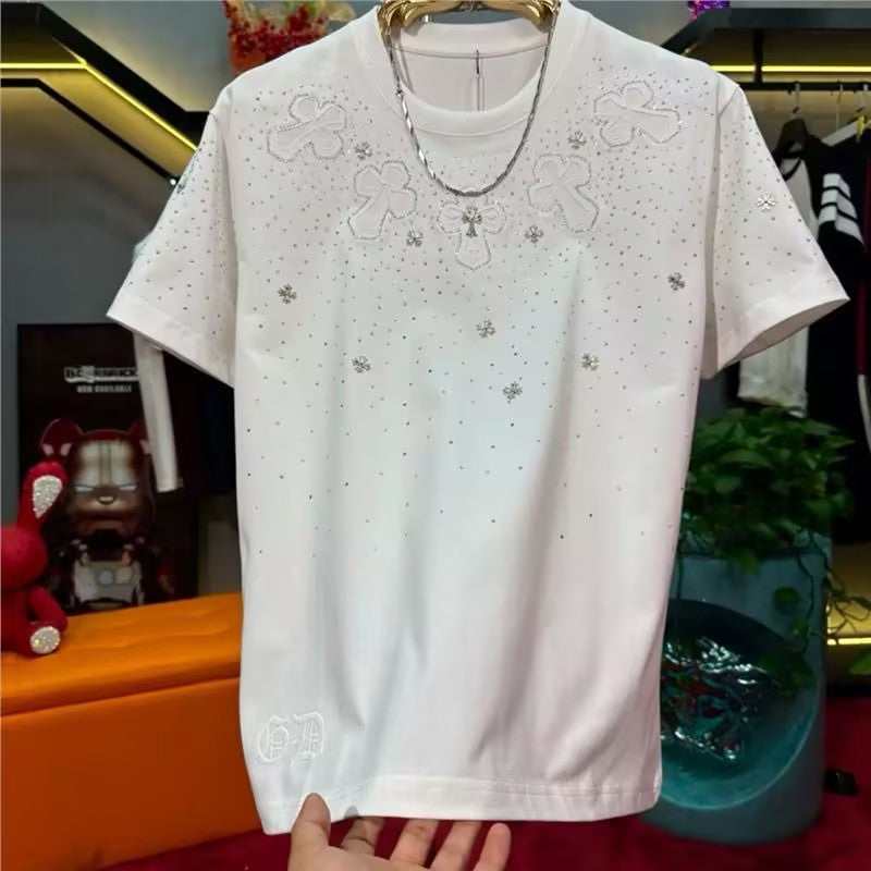 Men's cross rhinestone T-shirt