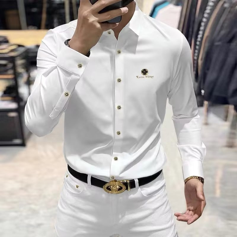 Men's wrinkle-free textured shirt