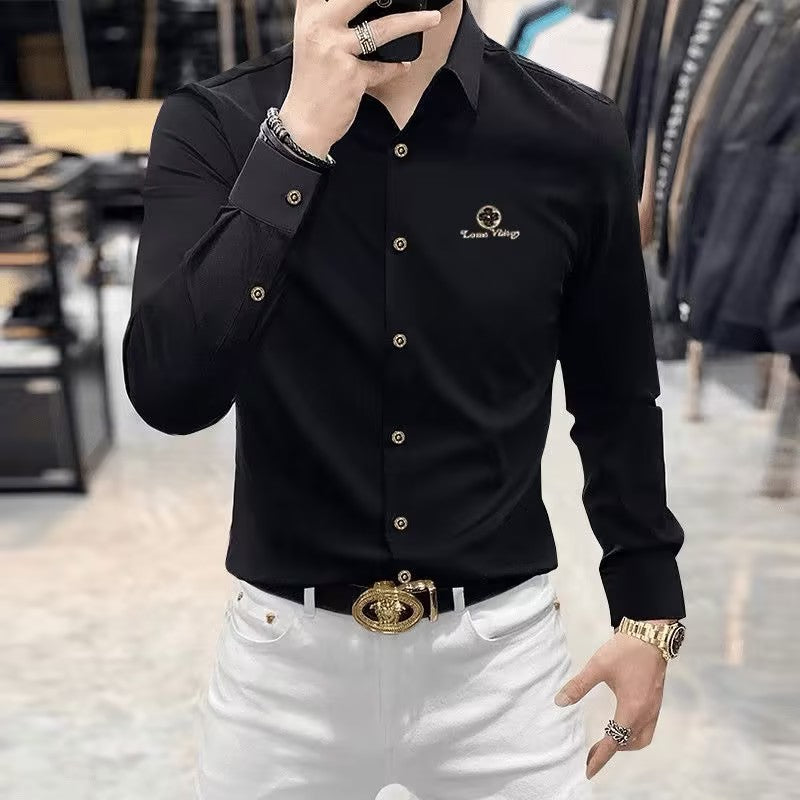 Men's wrinkle-free textured shirt