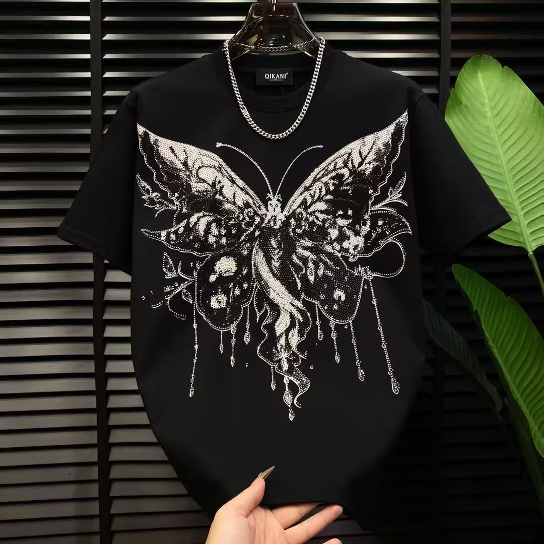 Men's Butterfly Rhinestone Short-Sleeve T-Shirt