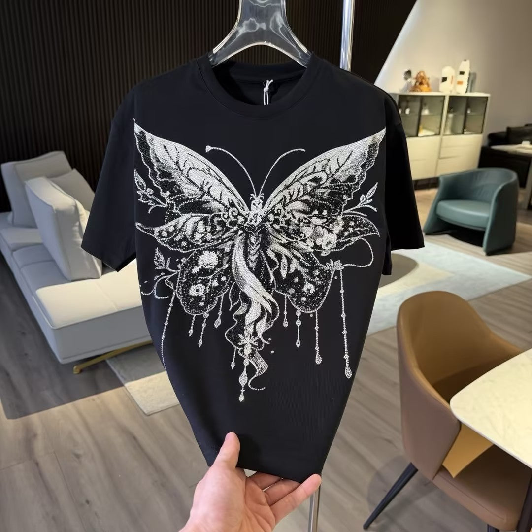 Men's Butterfly Rhinestone Short-Sleeve T-Shirt