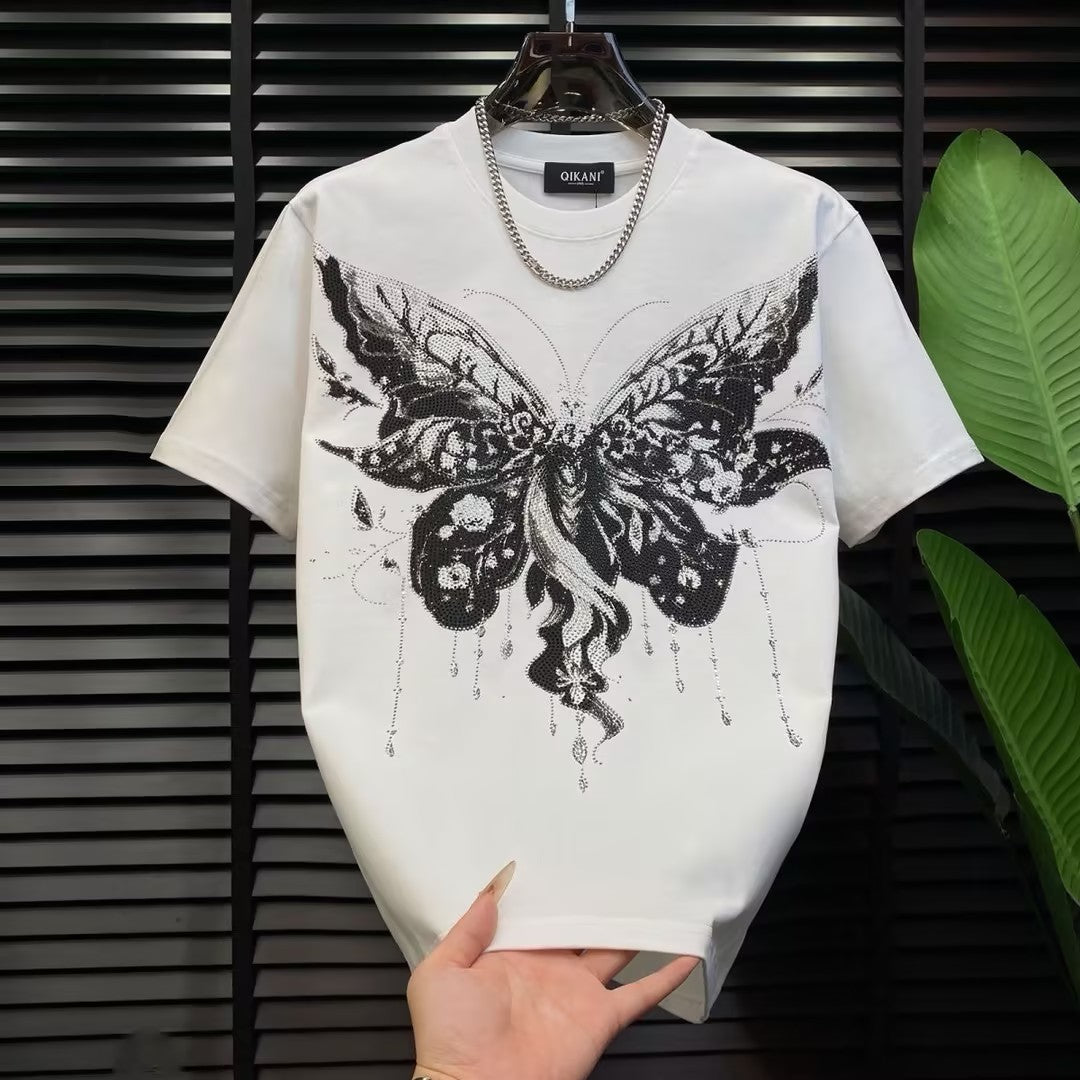 Men's Butterfly Rhinestone Short-Sleeve T-Shirt