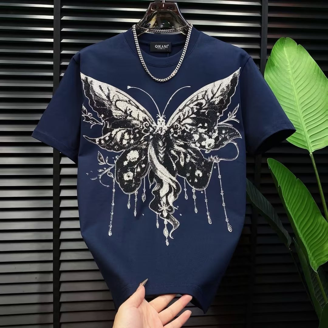 Men's Butterfly Rhinestone Short-Sleeve T-Shirt