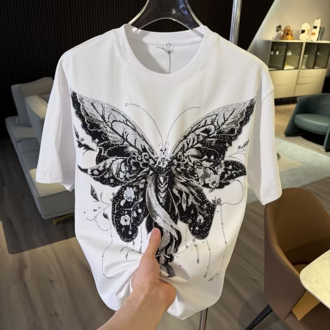 Men's Butterfly Rhinestone Short-Sleeve T-Shirt