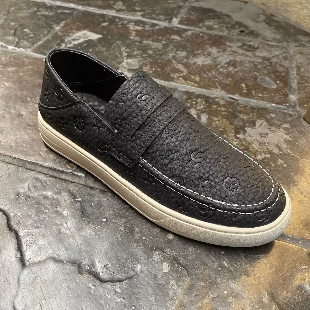 Men's textured leather slip-on shoes