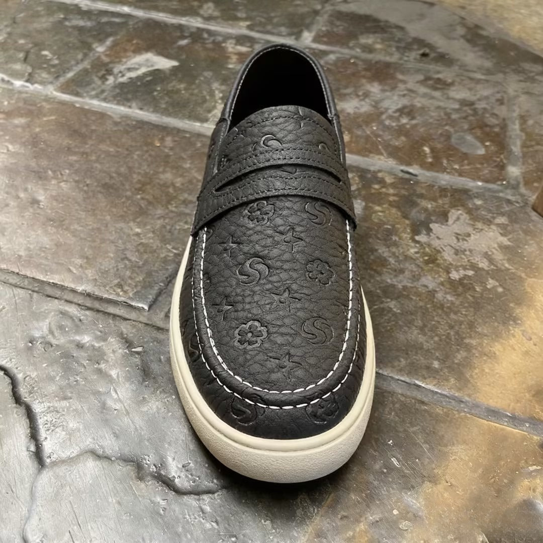 Men's textured leather slip-on shoes