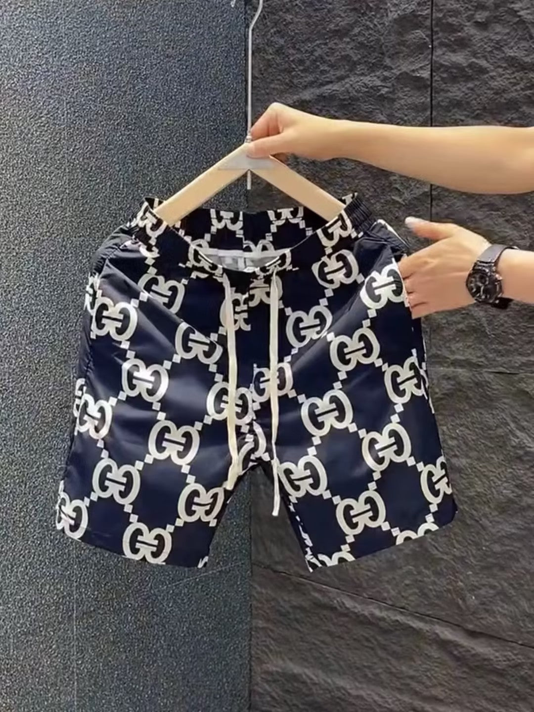 Men's letter print breathable shorts