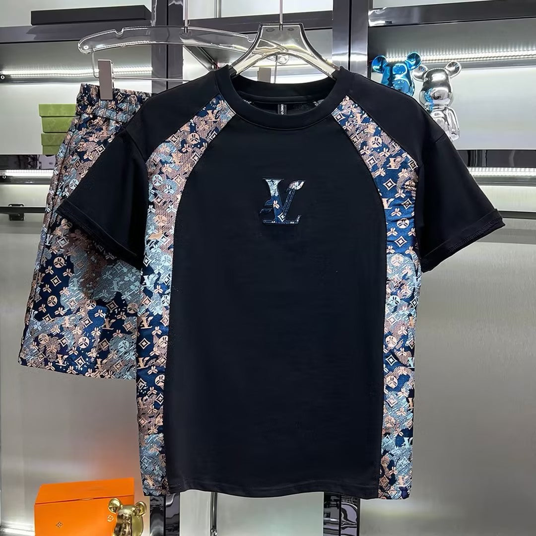 Men's Casual Printed Short-Sleeve and Shorts Set