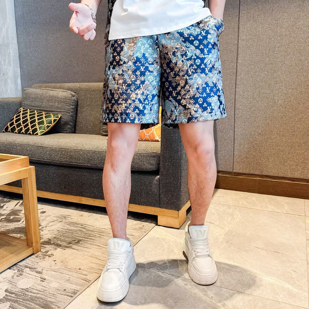 Men's Casual Printed Short-Sleeve and Shorts Set