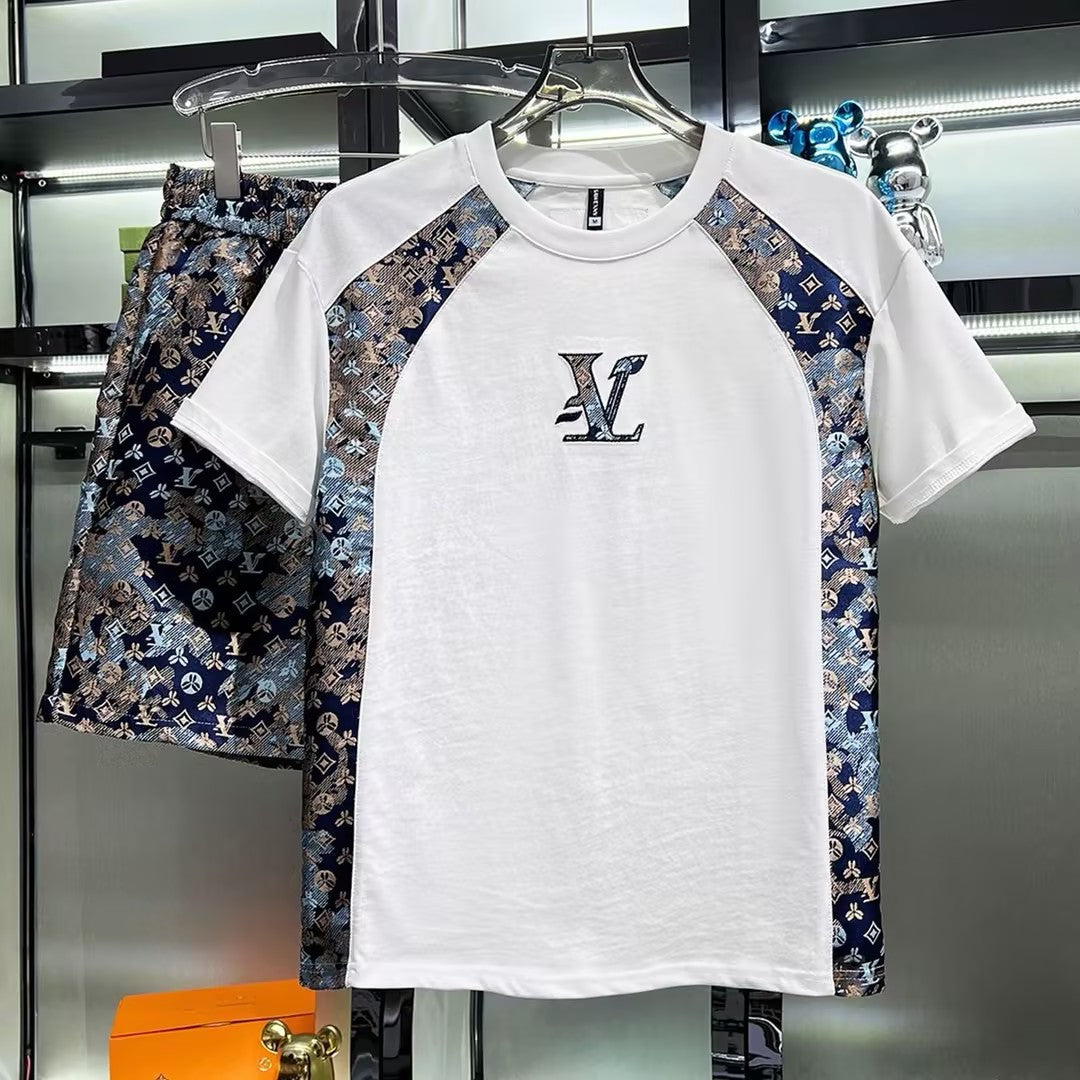 Men's Casual Printed Short-Sleeve and Shorts Set