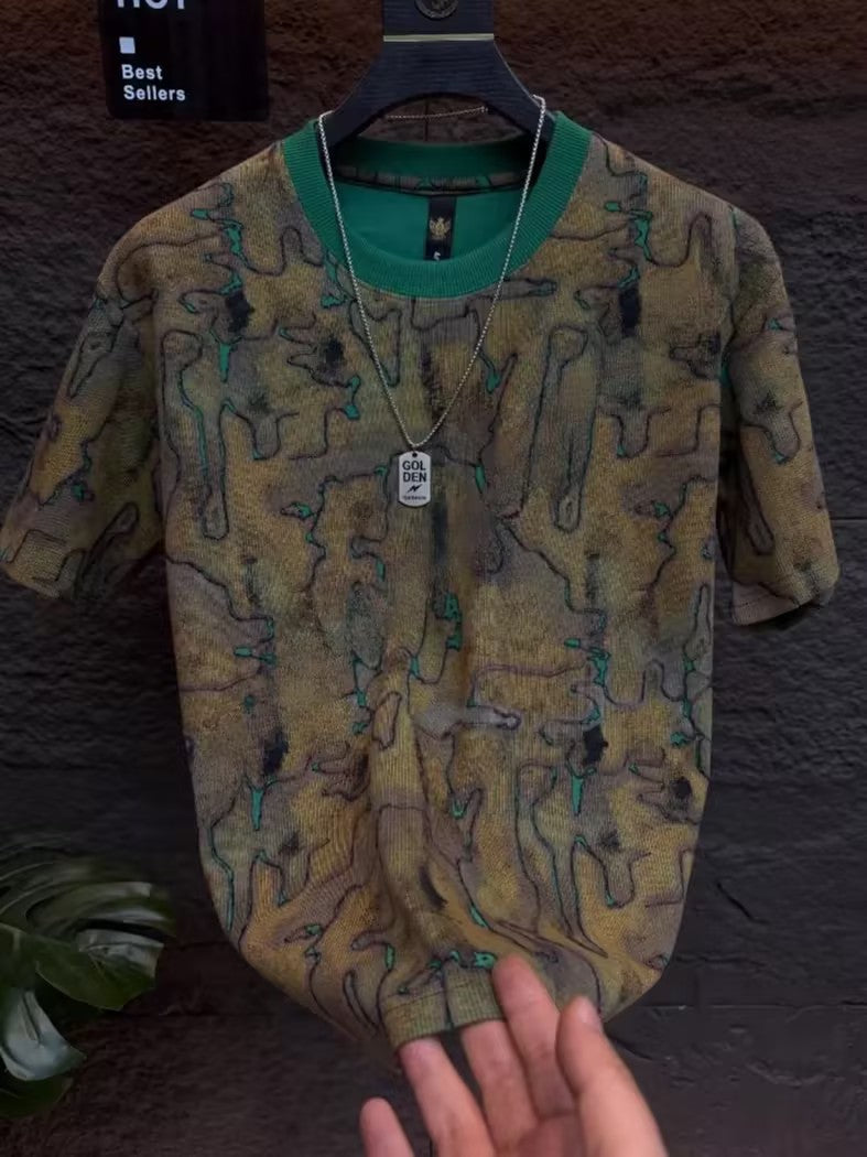 Men's camouflage geometric T-shirt