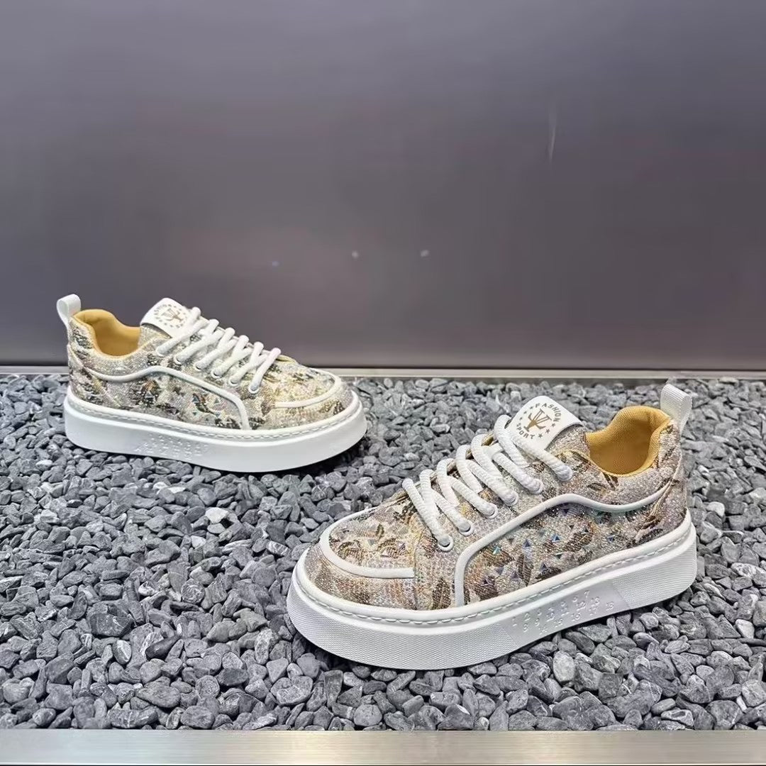 Men's sequined casual lace-up shoes