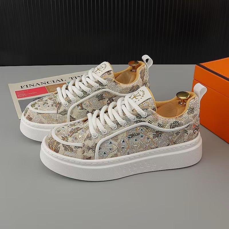 Men's sequined casual lace-up shoes