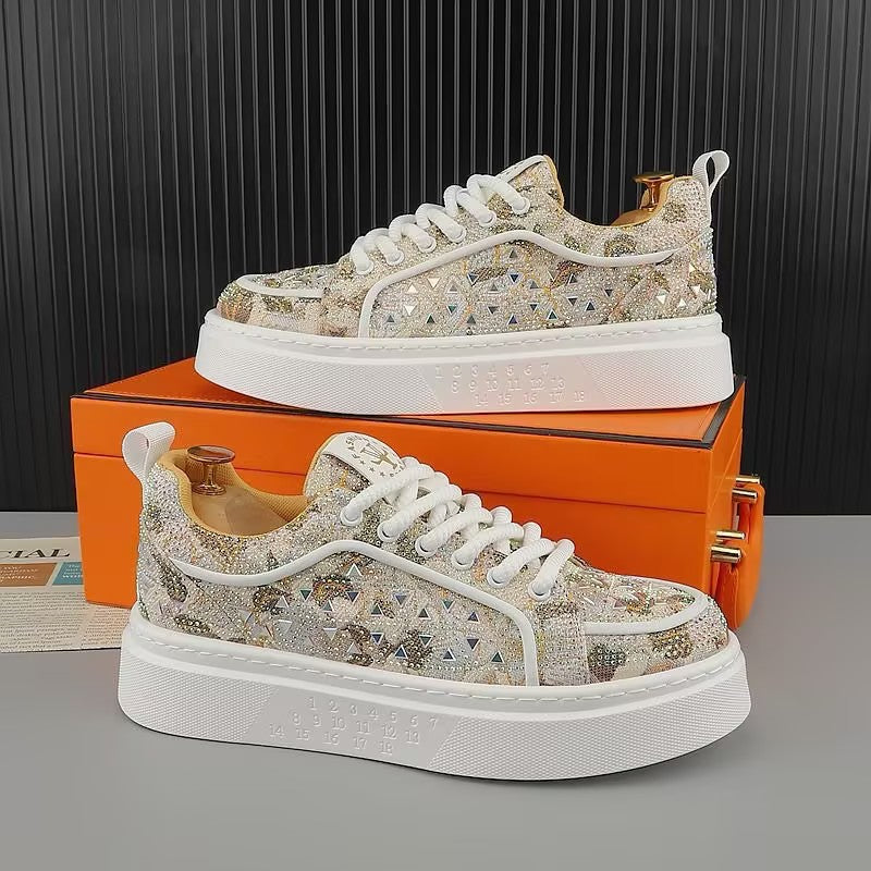 Men's sequined casual lace-up shoes