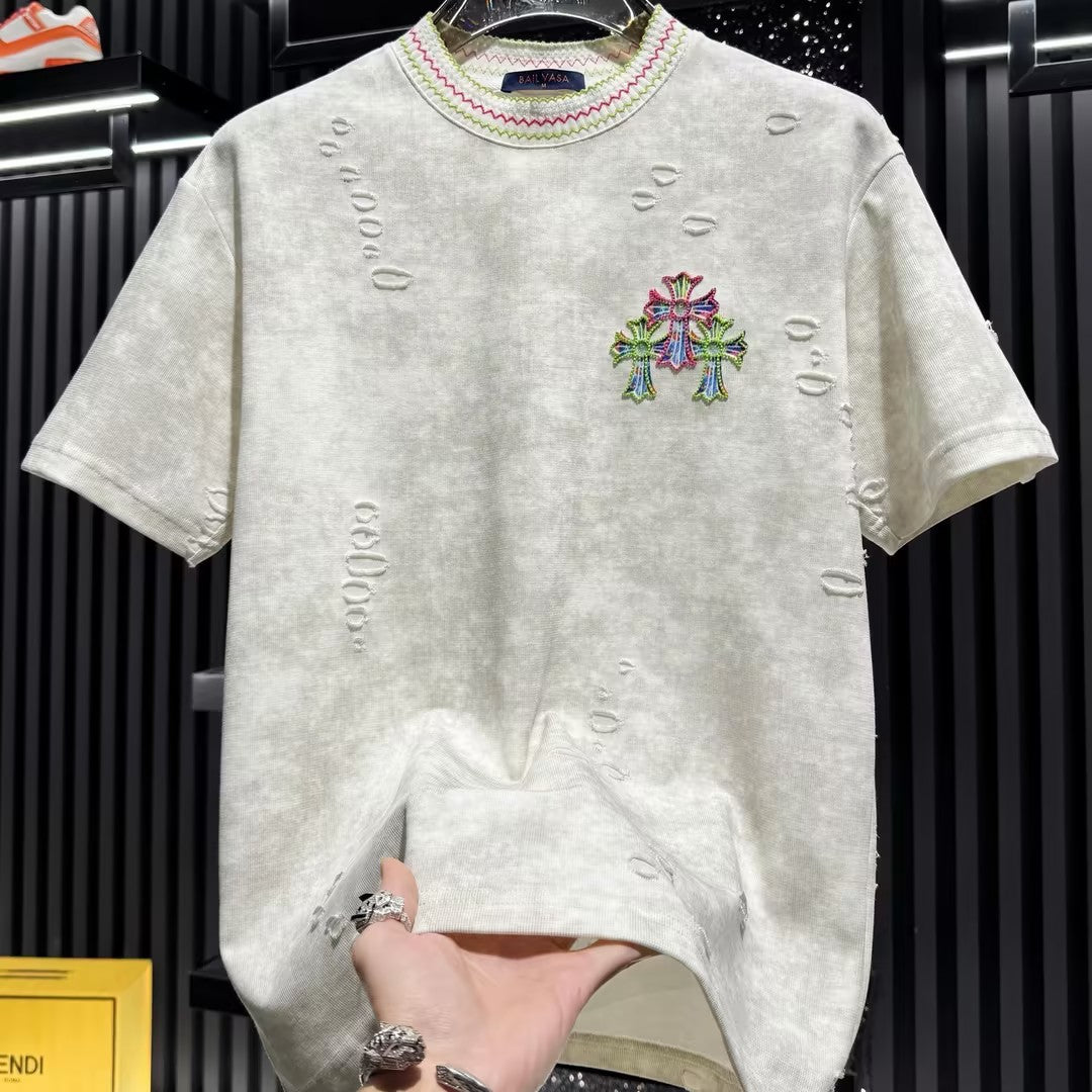Men's Colorful Embroidered Cross T-shirt
