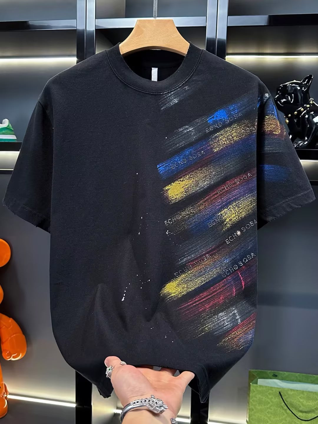 Men's Colorful Printed Rhinestone T-shirt