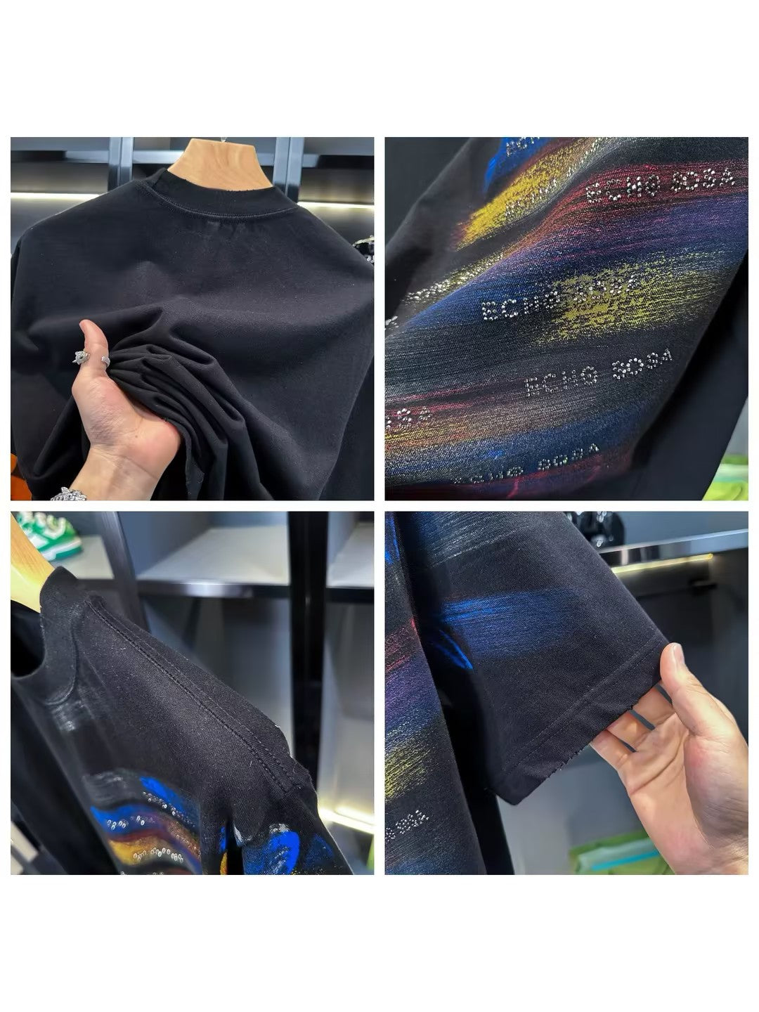 Men's Colorful Printed Rhinestone T-shirt